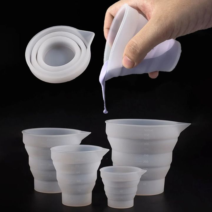 Durable With Scale Foldable Silicone Measuring Cup Mix Cup Reusable Epoxy Resin DIY Cups Portable Multi-spec Graduated Cup Casting Resin