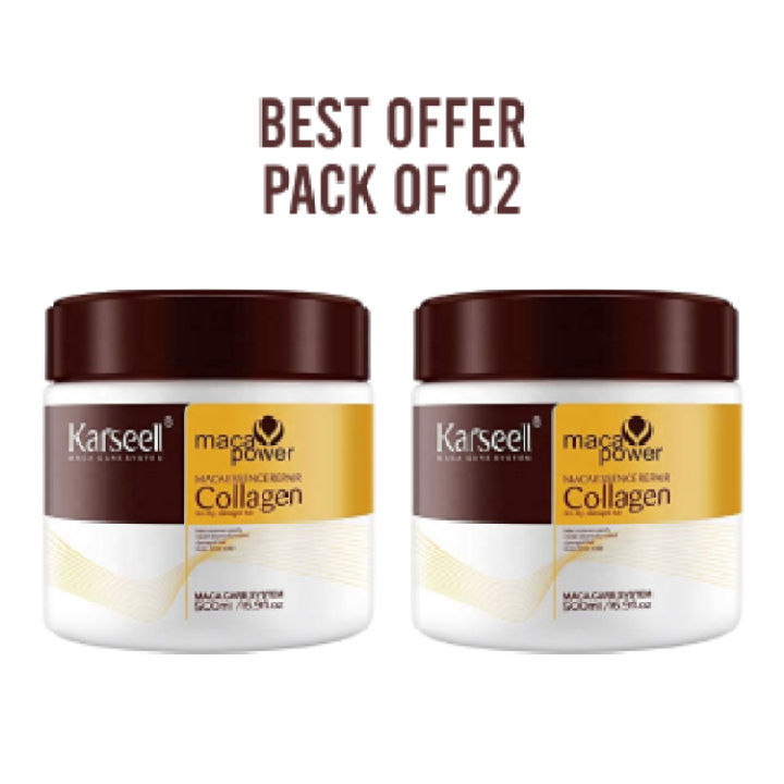 Pack Of 2 | Karseell Hair Mask Collagen Treatment Cream – Argan Oil & Maca Essence, 16.9 OZ 500ml: Ultimate Hair Repair Solution