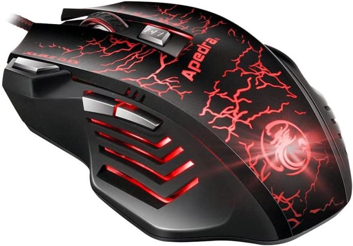 Original Apedra A7 High Precision USB Programmable Gaming Mouse MULTI LED lights ,Buttons AND MULTI DPI SENSITIVITY for Computer PC Laptop