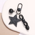 New glitter acrylic pentagram keychain pendant, cute bell open loop chain accessory, earphone sleeve charm. 