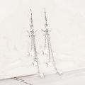 Tmall's new net celebrity temperament five-pointed star tassel earrings Korean earrings sparkling starlight mid-length earrings for women. 