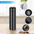 Stainless Steel Thermos Flask Bottle with Liquid Temperature Display | 500 ml | Black. 