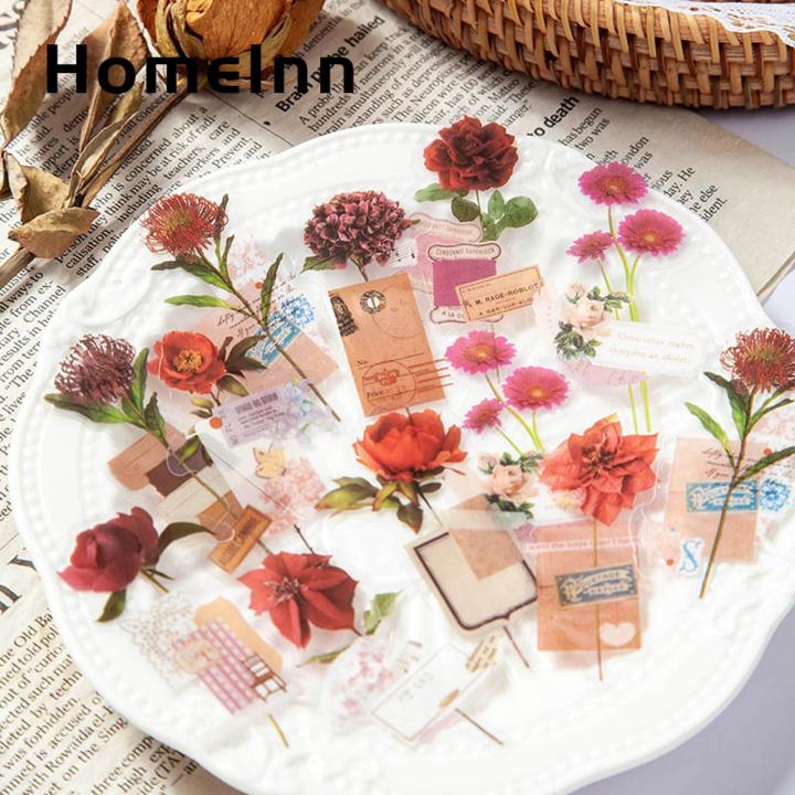Vintage Floral Stickers Vintage Floral Scrapbooking Stickers Set Diy Journaling Decoration with Strong Adhesive Buyers' Favorite Flower Stickers