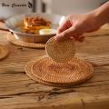 Quality Woven Rattan Placemats For Table Bulk Round Hot Pad Plate Cup Mat All Natural Hot Insulation Padding Kitchen Accessories. 