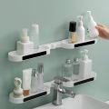 Storage Rack Rotatable Punch-free Bathroom Revolving Rack Wall-mounted Toilet Washstand Kitchen Wall Rack Bathroom Storage. 