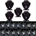 Initial Letter Stainless Steel Silver Alphabet locket/Pendant/Necklace Monogram charm cubic zirconia Jewelry Gifts - A to Z Customized Your Name. 