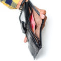 Genuine Leather Functional Trifold Classic Mens Wallet with Coin Pocket Black. 