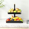 2 Tier Fruit Basket With Handles, Countertop for Kitchen, Vegetable Bread Basket Fruit Bowl Storage Stand Detachable Metal Fruit Holder, Fruit Basket for Kitchen Counter, Black Color, Customize by Switch 2 Decore. 
