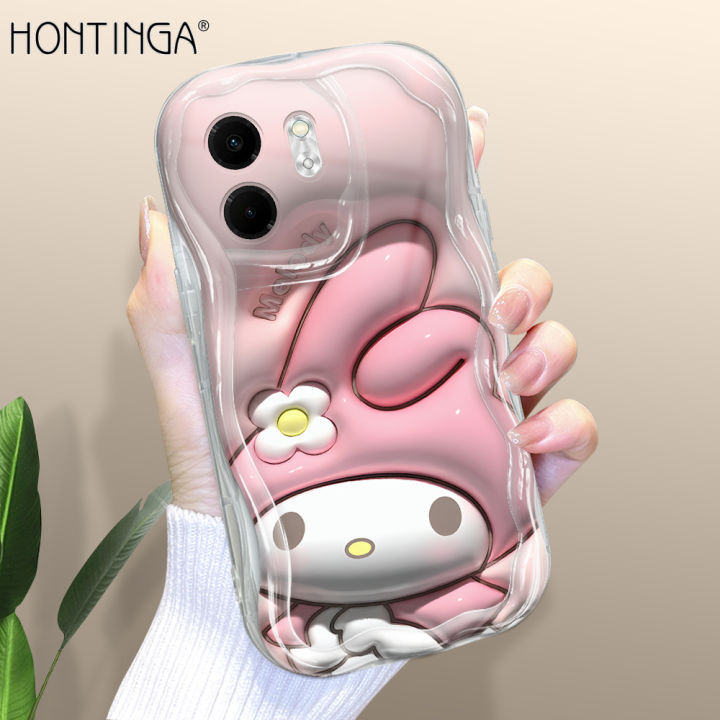 Hontinga for Infinix Smart 9 Hot 50i Back Cover 3D Kuromi Melody Print Phone Case Wavy Curved Edge Soft Silicone Cover