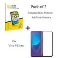 Vivo V15 Pro Full Black 9D5D6D10D11D21D Tempered Glass Screen Protector Full Glue Edge To Edge + Back Matte Protector Soft Skin Sheet Soft Film Protection For Vivo V15 Pro. 