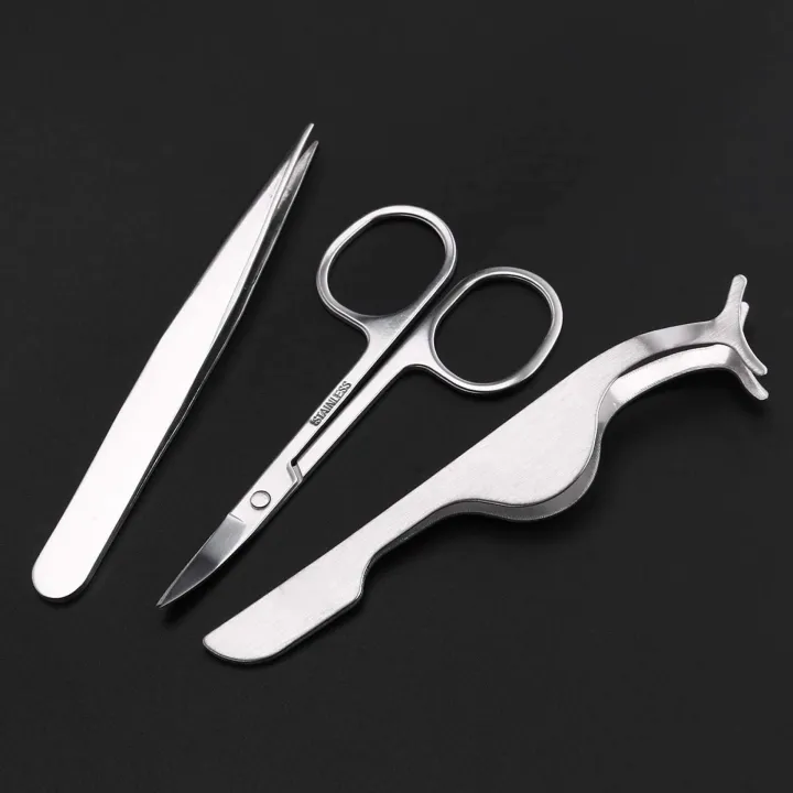 Professional%204%20Pcs%20Set%20Eyebrow%20Tweezers%20Eyebrow%20Scissors,%20Precision%20Slant%20Tip%20Hair%20Tweezer%20for%20Men%20&%20Women,%20Eyelashes%20Extension%20Applicatior%20-%20Image%203