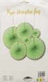 GREEN GOLDEN PAPER FAN SET ( PACK OF 6 PAPER FANS ) - PAPER FANS FOR BIRTHDAY PARTY DECORATION - PARTY DECORATION PAPER FANS. 