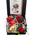 Gift box for mom on mother's day / birthday i love my mom special gifts box / mug - teddy bear - heart shaped chocolate - rose flower - greeting card - beautiful packing. 