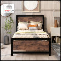 Iron Wood Bed Single / Iron Bed / Mughal Star Steel Furniture. 