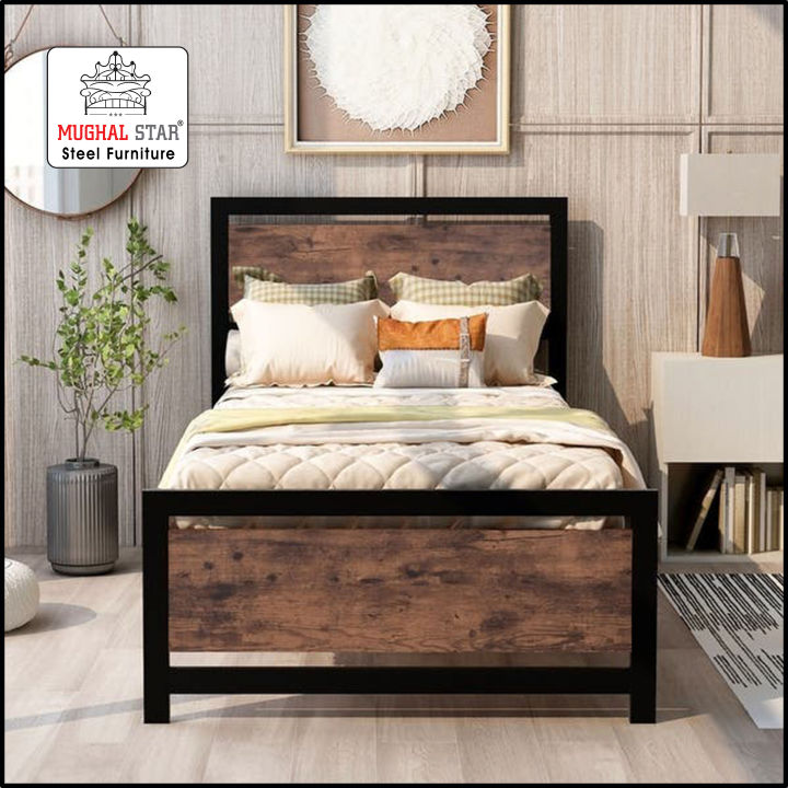 Iron%20Wood%20Bed%20Single%20/%20Iron%20Bed%20/%20Mughal%20Star%20Steel%20Furniture%20-%20Image%202