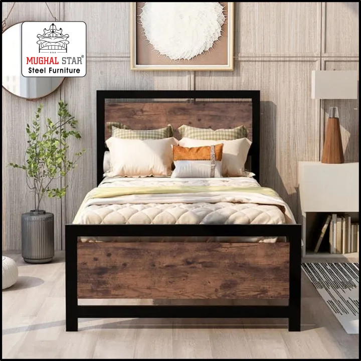 Iron%20Wood%20Bed%20Single%20/%20Iron%20Bed%20/%20Mughal%20Star%20Steel%20Furniture%20-%20Image%202