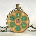 Tibetan Buddhist Mandala Necklace Sacred Geometry Jewelry Spiritual Men Black Men's Mandala Pendant. 