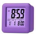 Digital Alarm Clock with Snooze LED Night Light for Bedroom,Small Desk Bedside Travel Clocks Display Time Date,Purple. 