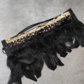 【LeeChee Jewellery Store】Black Feather Shining Golden Wedding Accessories For High Heels Sandals Boots Flats Shining Shoe Decorations. 