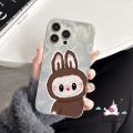 Cartoon Cute Pop Mart Labubu Case For Realme 5i 11 5 7 9i 5s C15 C51 C20 C67 Note 50 C25 C35 C17 C53 C21 C11 C30 C31 C21Y C12 C55 C33 C3 C25Y C25s Luxury Couples Feather Yarn Cover. 