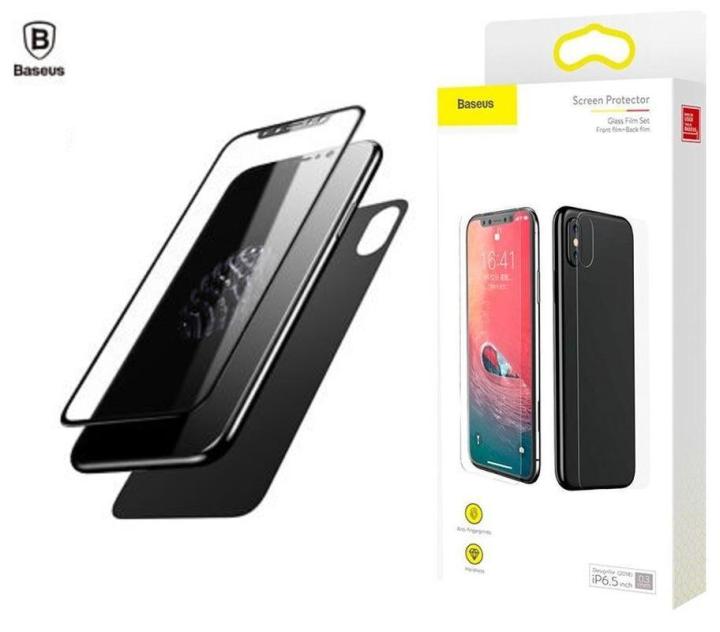 BASEUS%20iPhone%20XS%20MAX%20TEMPERED%20GLASS%20PROTECTION%20SET%20(FRONT%20GLASS%20+%20BACK%20GLASS)%20-%20BLACK%20-%20Image%204