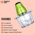 Electric Chopper, Electric Meat Grinder Mincing Machine, Onion and Garlic Chopper, Big Size Vegetable Chopper and Shredder Food Chopper 2Liter, Meat Grinder Household Machine, Powerful Motor, Push Control – COMMODITY STORE. 