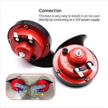 300DB Train Horn for motorcycle car trucks ,Loud Air Horn Electric Snail Double Horn, 12V Waterproof Car Horn Kit Double Horns Raging Sound for Trucks, Cars, Motorcycle, Bikes & Boats (A Pair) color black