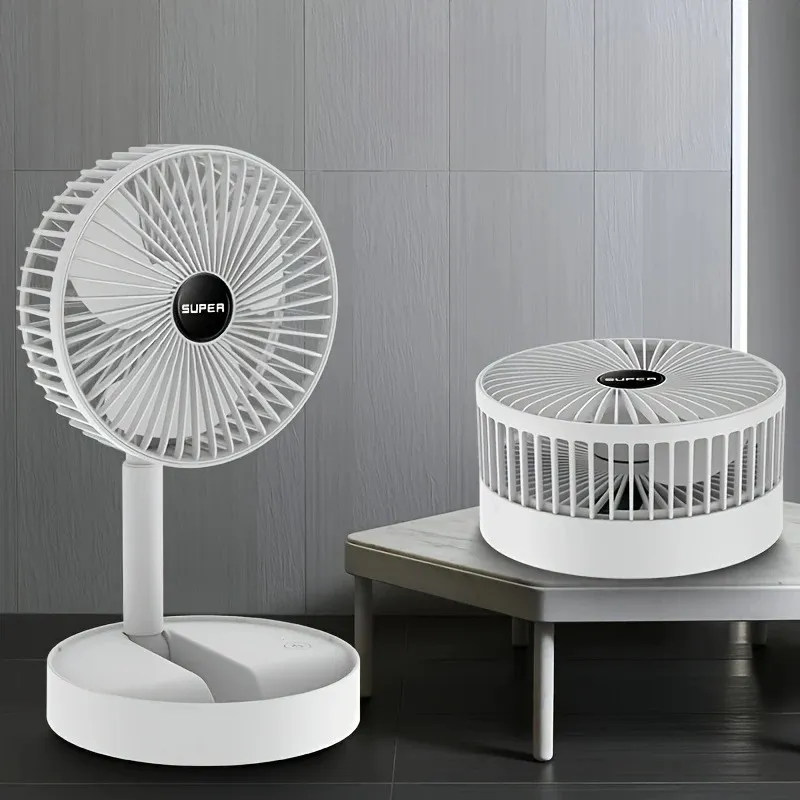 New Portable USB Rechargeable Fan with Telescopic Design, Adjustable Speed, and Long Battery Life - Silent Desk/Floor Fan for Office and Home