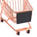 2X Mini Double Layers Shopping Cart Model Wrought Iron Supermarket Trolley Metal Rose Gold Storage Basket Rose Gold. 