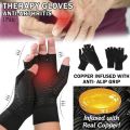 Copper Fiber Pressure Gloves Men Copper Fiber Full Finger Joint Gloves Copper Ion Antibacterial Deodorant Gloves Anti Arthritis. 
