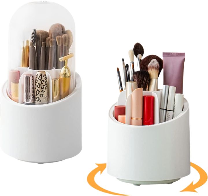 SJR%20Collections%20Makeup%20Brush%20Holder,%20360%C2%B0%20Rotating%20Makeup%20Organizer%20With%20Clear%20Cover,%20Cosmetics%20Storage%20Display%20Case%20With%207%20Compartments%20-%20Image%202