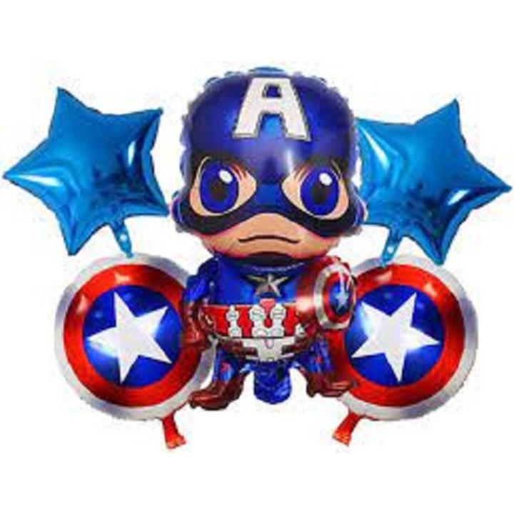 Pack of 5 Captain America Avengers Theme Cartoon Foil balloon set - Balloons / Birthday Decoration