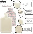 Hot Water Bottle with Fleece Print Soft Cover, Premium Natural Rubber, 2 Litre Capacity. 