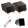 Mini Chalkboard Label Signs, 10 Pack Framed Easel Stand Wooden Blackboard for Buffet Food Signs, Wedding Place Cards. 