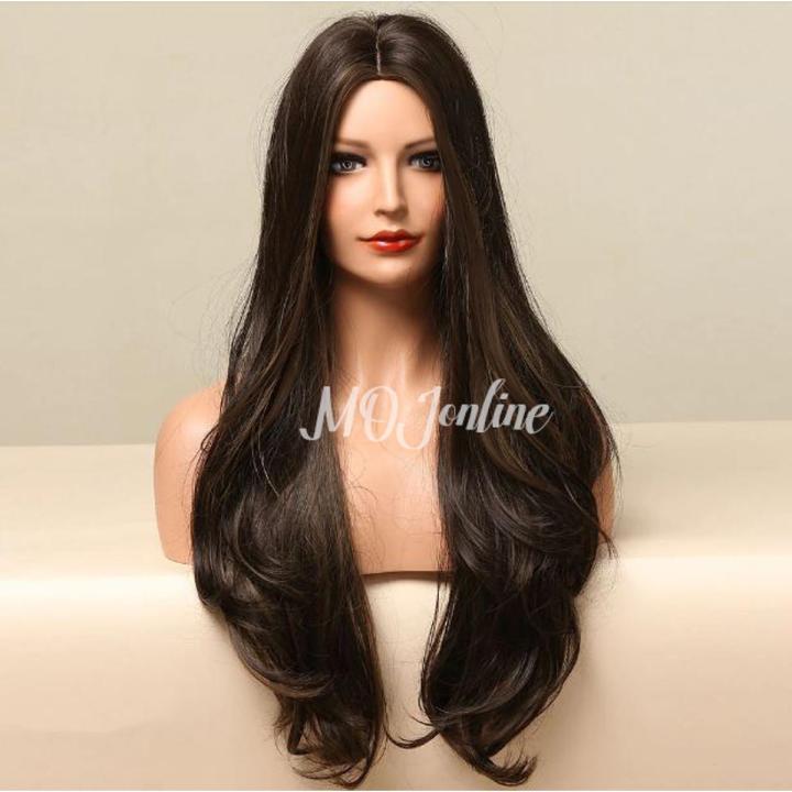 Mate Heat Resistant Natural Black Full head Hair extnesion wig for Girl and women