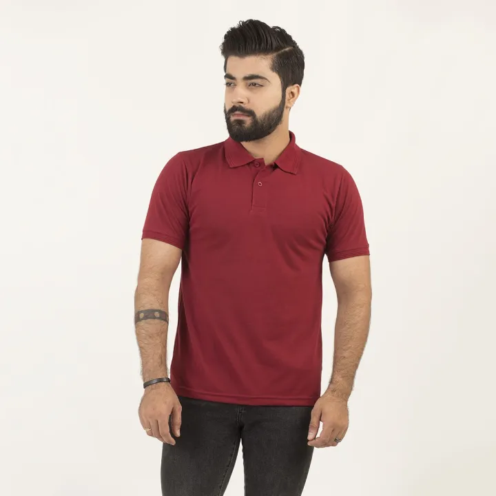 Paradise%20Zone%20Half%20Sleeves%20Polo%20Plain%20Maroon%20Tshirt%20For%20Men%20-%20Image%202