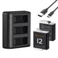 2 Pack 1730mAh Batteries for GoPro Hero 12/11/10/9 Black, with 3-Channel LCD USB Fast Charger Fit for Gopro Hero 12 Black, Hero 11 Black, Hero 10 Black, Hero 9 Black. 