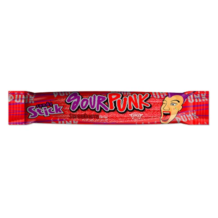 Sour Punk strawberry Flavor Candy Sticks 40g (Pack of 2)