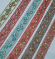1 Yard / Gaz Premium Embroidery Lace Trim for Women Dresses | Fancy Designer Lace Border for Suits, Kurtis & Dupatta | Colorful Decorative Stitching Lace for Fashion & Boutique Wear. 