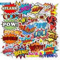 50pcs BAM POW WOW BOOM BANG OMG OOP Explosion Cloud Style Anime Slogan Stickers Pack for Phone Laptop Luggage Skateboard Sticker. 