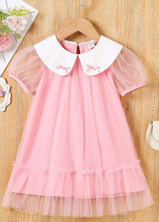 Baby Pink Net and Cotton Dress for Girls – Cute Toddler Party & Casual Dress
