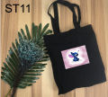 (SHIP TODAY- READY STOCK) Stitch Canvas bag Shopping Tote bags Tote bag Bag Tuisyen Sekolah Tuition bag Shoulder bag. 