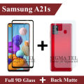 Samsung Galaxy A21s Full Black 9D|5D|6D|10D|11D|21D Tempered Glass Screen Protector Full Glue Edge To Edge + Back Matte Protector Soft Skin Sheet Soft Film Protector For Samsung Galaxy A21s. 