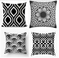 Techmanistan Pack of 5 - Random Design Black & White Geometric Cushion Covers, Throw Pillow, Decorative Case, Without Filling. 