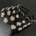 【ETOP】Four Leaf Clover Non-Slip Headband Pearl Women Hair Hoop Double Bangs Hairstyle Korean Style Elegant Temperament Headwear. 