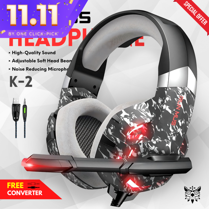 RGB Gaming Headphones 3.5mm With USB Earphone Surround Stereo Headphone for PC, PS4, Xbox One, Ergonomic Design Over Ear with Mic Professional Headset For Gaming - One Click Pick