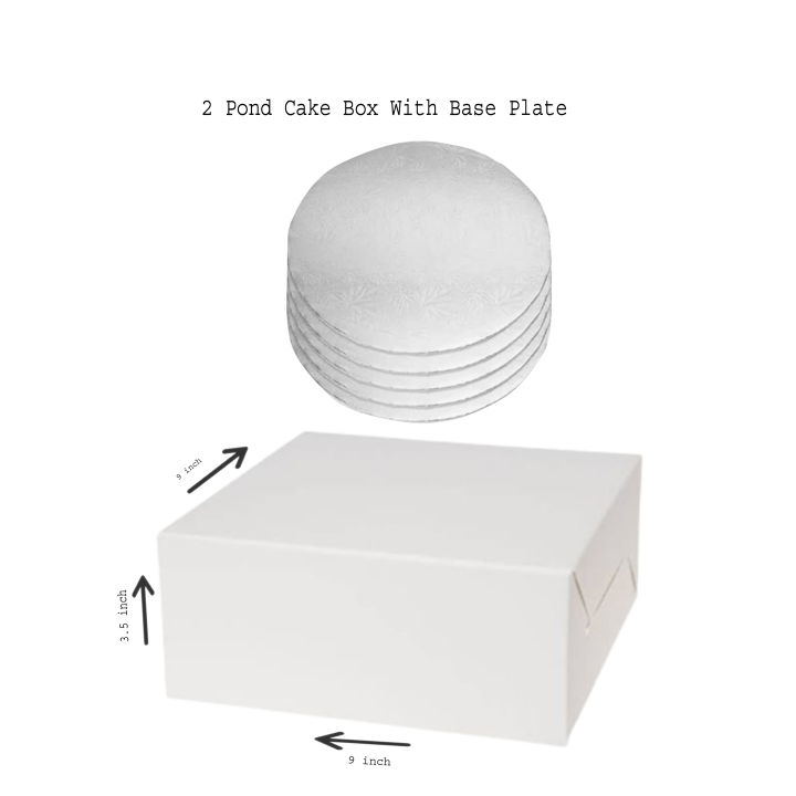 Cake Boxes, Square Disposable Cake Boxes, White Cake Box Bakery Packaging Boxes ,2. Pond Cake Boxes With Base Plate (Pack of 5)