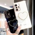 Phone Case For Xiaomi Mi 11t Pro 11 T Plating Love Heart Fold Holder On Xiomi Mi11T 11tpro Xiaomi11t Luxury Stand Silicone Cover. 