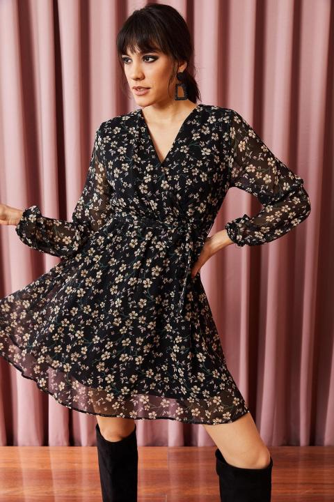 Ola%20Store%20Women's%20Black%20Lined%20Belted%20Double%20Breasted%20Chiffon%20Dress%20ELB-19000999%20-%20Image%204