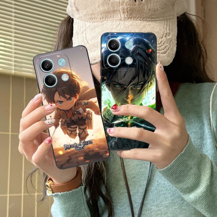 AOT Levi Ackerman Mobile Cell Phone Case for Xiaomi Redmi Note 13 12 11 10 9 8 7 6 S A Pro Lite Plus 5G Black Phone Cover Shell